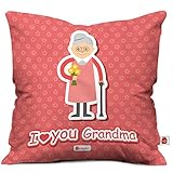 Indigifts Grandparents Special I Love You Grandma Pink Cushion Cover 12x12 inch with Filler - Gift for Grandmother-Grandma-Dadi-Birthday-Anniversary