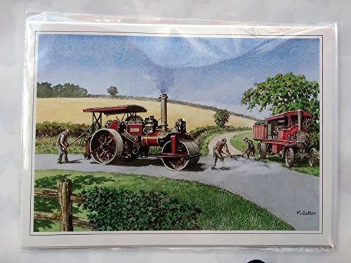Nostalgic The Road Gang Workers Steam Engine Design Open Blank Birthday Card