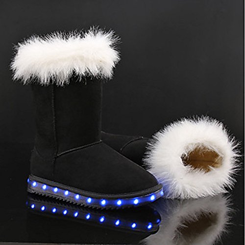 zrlslygirls-Stiefel-Light-Up-Schuhe-Schnee-Stiefel-Nubuk-Leder-Winter-Casual-Outdoor-Kleid-flach-Absatz-Blushing-Pink-Braun-Grau-Schwarz-Flach