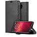 Produktbild HDRUN Motorola Moto Z3 Play Leder Hülle - Premium PU Leder Flip Tasche Case mit Kartensteckplätzen und Ständerfunktion Schutzhülle Handyhüllen für Moto Z3 Play, Schwarz