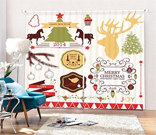 KKLL Blackout Curtains 3D Printing Solid Thermal Noise Reducting Panel Curtain for Bedroom Living room Window Drapes, wide 2.03x high 1.6