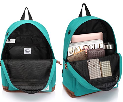 Vaschy Jungs Schulrucksack Leichte Rucks  cke Rucksack Herren Wasserabweisende Rucks  cke Reiserucks  cke Passt 14-Zoll Laptop  See Gr  n 