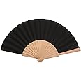 qijiefenCC Folding Hand Fans,Chinese Vintage Handheld Folding Hand Fan,Fabric Hand Fan,For Birthday Gift Wedding Dance Party Decoration Home Decor,Black