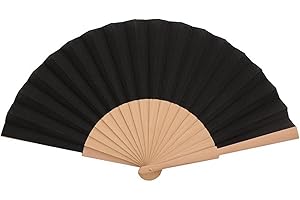 qijiefenCC Faltbare Fächer Handfächer,Fächer Hochzeitsfächer,Chinesische Folding Fans,Bambus Handheld Faltfächer für Geburttag, Party, Wedding, Wand Deko,Schwarz