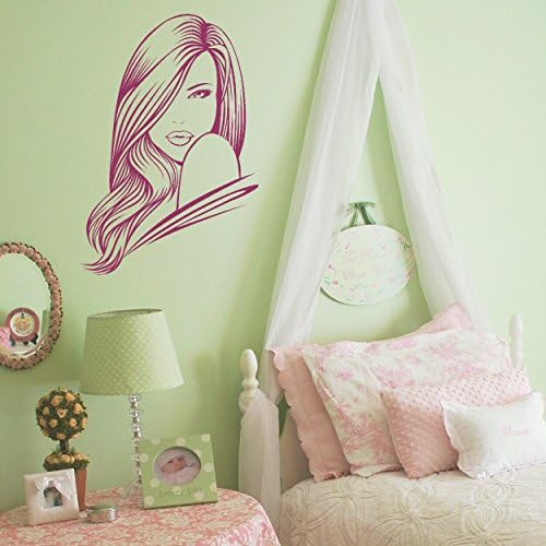 LaoGraphics® Pretty Woman Head Hair Salon Little Girls Wall Stickers, Kids Vinyl Art Transfers, Childrens Interior Decal Graphics, Removable Girly Bedroom Décor, Toddler / Teen Gift Idea zzz-go11