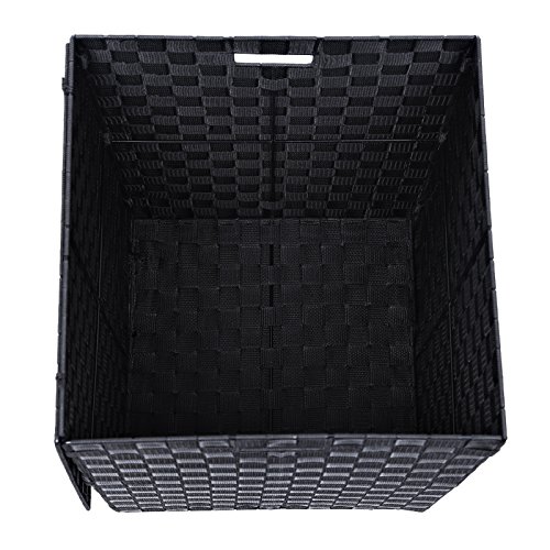 Songmics Wäschekorb, Wäschetonne aus Nylongeflecht mit Metallrahmen Schwarz 38 x 50 x 38 cm (B x H x T) LCB108 - 9
