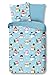 Produktbild Aminata Kids - Kinder-Biber-Bettwäsche 135-x-200 cm Schnee-Mann-Motiv Schneemänner 100-% Baumwolle hell-blau-e bunt-e