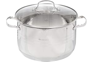 ‎DANIKS DANIKS Tokio Garnek ze Stali Nierdzewnej 3 L, Ø 18 cm | Rondel Indukcyjny ze Szklaną Pokrywką | Garnek z Dzióbkiem do Gotowania ze Skalą Pomiarową