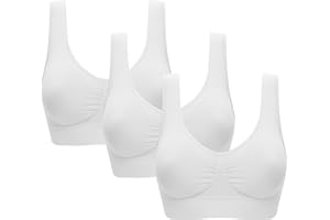 Jamron Donna 3 Pezzi Comodo Reggiseno Senza Ferretto Reggiseno Sportivo con Imbottiture Estraibili per Yoga Corsa Sport (S-6XL)