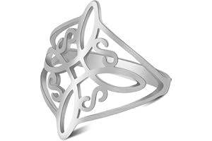 SIPURIS Bague en forme de nœud celtique en acier inoxydable avec nœud de sorcière géométrique Wiccan - Bague de mariage empilable pour homme et femme