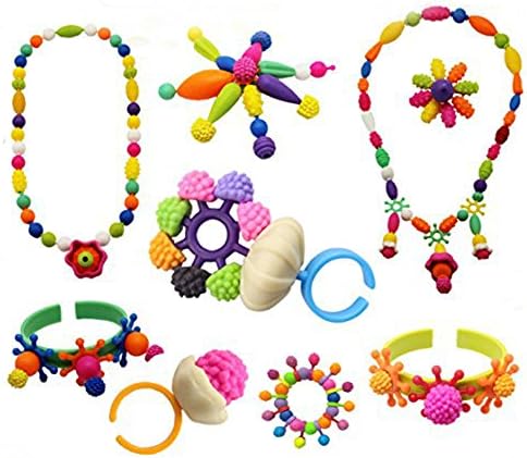 Pop Beads Kids Christmas decorations Toy Creative DIY Jewelry Set- Girls Necklace and Bracelet and Ring Making Craft Kit-Party Favors-220 Pieces Set