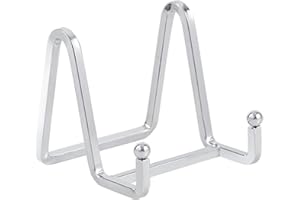 DIDUDIDU Supporto Cavalletto Espositore Porta Piatti - Supporti Piatti da Esposizione - 3 Pollici Cavalletti per Tavolo - 1 pz di Espositori in Ferro per Piatto Decorativo | Foto | Cornice | Libri - Argento