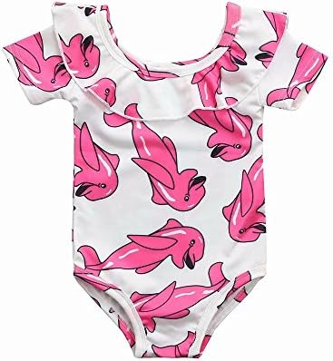 Zerototens Girls Swimwear,Children Sleeveless One Piece Bikini Outfits Bathing Suit Cartoon Dolphin Print Round Collar Swimsuit Beachwear Outfit for 0-3 Years Old Kids