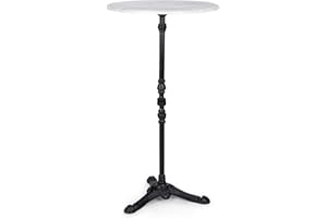 ‎BLUMFELDT blumfeldt Patras Taverna - Bistrotisch mit Deko-Zierkante, Stehtisch mit gusseisernem Standfuß, Bartisch für drinnen und draußen, wasserfest, frostsicher, Ø 60cm, 110cm Höhe, weiß