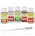 Produktbild Zuckerfrei - Kit#2|Sprudelwasser Aroma| 5er Pack - 32 ml - Vanille, Himbeere, Birna, Granatapfel, Erdbeere + Pipette (3 ml)