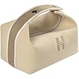 Cosmetic Bag Canvas Travel Makeup Bag Coin Bag Portable Toiletry Bag Cosmetic Accessory Organiser with Zip, cream-coloured, Cosmetic bag