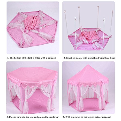Indoor and Outdoor Hexagon Fairy Princess Castle Play Tent, Playhouse Tents As Great Gift for Boys and Girls With 50 Small Star Lights, Pink reviews Indoor and Outdoor Hexagon Fairy Princess Castle Play Tent, Playhouse Tents As Great Gift for Boys and Girls With 50 Small Star Lights, Pink