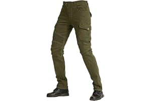 JICAIXIAYA Jean de moto pour homme fabriqué en tissu Kevlar, pantalon de protection en denim respirant, doublé, renforcé, amovible, rembourré blindé