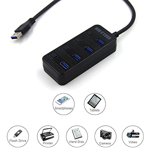GIM USB 3.0 4-Port Mini Hub Extra Superspeed Verteiler Plug & Play für PC Notebook Laptop Netbook Computer Windows MAC bis 5Gbps Datentransfer - 2