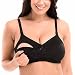 La Isla Women's Lace Full Figure Wire Free Nursing Breastfeeding Maternity Bra Black 36 F