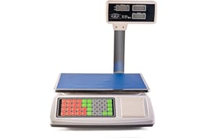 A.M.C. AMC Bilancia elettronica digitale con scontrino professionale 18 tasti di memoria piatto in acciaio inox, 6 lcd per misurazione prezzo unitario, totale e peso portata massima 50kg