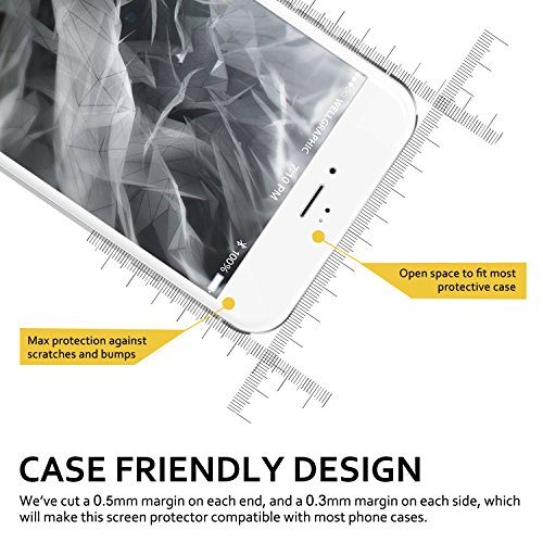 SENDIS Protector de Pantalla para iPhone 7 Cobertura Completa  Cristal Templado  color blanco