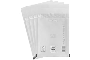 ‎LOGIC PACK LOGIC PACK 100 Luftpolsterumschläge Versandtaschen Luftpolster C3 170 x 225 mm Weiß, Luftpolstertaschen Haftklebend Gepolsterte Briefumschläge Premium Umschläge Polsterumschläge geeignet für DIN A5