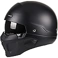 Open Face Full face Helmet Motorcycle Modular Helmets for Unisex-Adult Street Bike Cruiser Scooter DOT Approved
