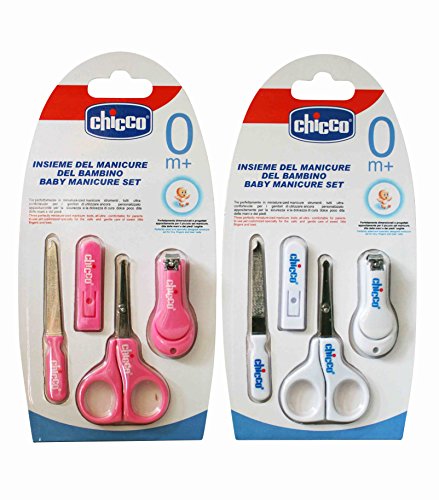 Chicco Baby Manicure Bundle Scissors, Clippers, Nail Files 2 sets White and Pink