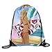 Produktbild A Blond Girl with A Surfboard Drawstring Backpack Travel Bag Gym Outdoor Sports Portable Drawstring Beam Port Backpack