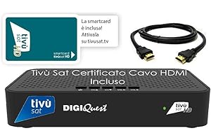 ANFEL Ricevitore HD Tivù sat Decoder digitale satellitare ad Alta Definizione HD Tivùsat Certificato, Tessera Tivusat HD inclusa, Uscite HDMI e SCART, anche per camper e barche, Cavo HDMI in DOTAZIONE