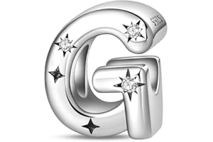 KUNSIR Charme Perles en forme de lettre de A à Z pour bracelet, En argent sterling 925, Compatible avec les bracelets et colliers Pandora, Compatible avec les bracelets européens pour femmes et filles KJC874