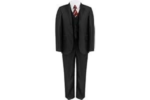 RAGEIT Boys 5 Piece Suit Shiny Party Jacket Trousers Shirt Waistcoat Tie
