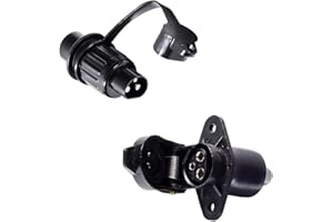Feuunly Prise 3 Broches Et Fiche 3 Broches, pour Remorque 12V Étanche Prise 3 Broches Male Femelle Connecteur, Prise 3 Broches pour Remorque Agricole Véhicule Camions Bateaux Voiture RV Tracteur