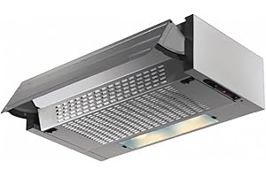 GENERICO TECNO-WIND K104R0076, Cappa Incasso Sottopensileappa Estraibile, Illuminazione LED, Filtro Acrilico, 3 Velocità, Classe D, Misure cm 60x30x15