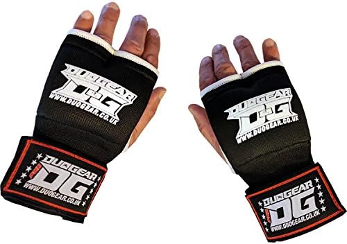 DUO GEAR S BLACK PADDED v3 MUAY THAI KICKBOXING BOXING MMA MARTIAL ARTS GEL INNER GLOVES HAND WRAPS