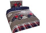 Vamos - 57806 - Ameublement et Décoration - Housse de Couette + Taie d'oreiller - Tracteur - 100% Coton - 140x200 cm