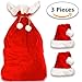 Produktbild Deluxe Weihnachtssack + 2 Weihnachtsmütze in Plüsch | XXL Nikolaussack Weihnachtsmann Sack Santa Sack Geschenkesack Weihnachtsmannsack für Geschenke + 2 Nikolausmütze Weihnachtsmann Mütze Rot