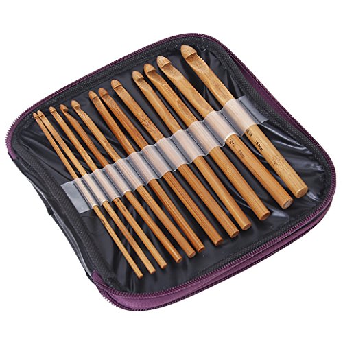 20 Stück Bambus Häkelnadeln Stricknadeln Set mit Etui - 6