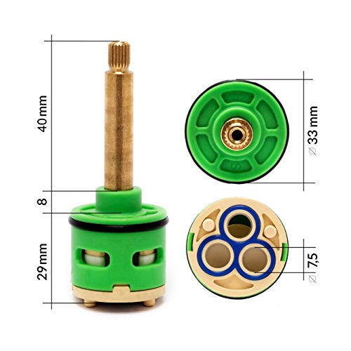 d33/37mm Keramik Umschalt Kartusche Armatur Diverter für Duschkabinen (3-Funktionen) - 2
