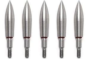BDKMMS Archery Field Points, 5Pcs 100/150/200/250/300/350 Grains Stainless Steel Archery Arrow Tips Field Point Arrowheads for Field Target Practice & Shooting