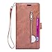 Produktbild Galaxy Note 9 Hülle mit kartenfächer,elecfan Mädchen Mode Stil Süßigkeiten Farbe Stand Flip Lady Multi Umschlag Wristlet Handtasche Geldbörse Fall mit Karten Slots Kartenhalter für Galaxy Note 9 Hülle - Braun