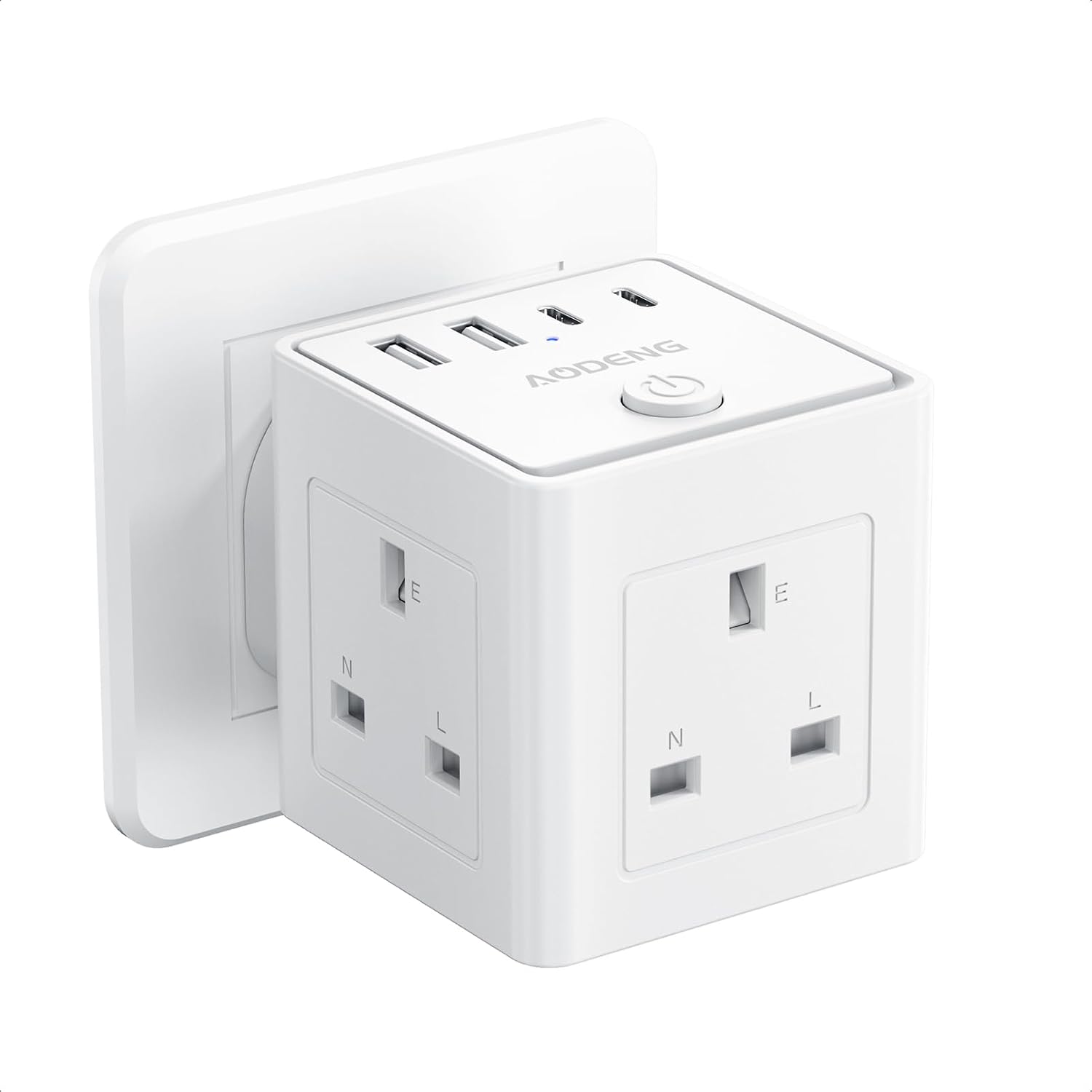 Plug Extension Socket with 4 USB, 3 Way (13A/3250W) Multi Plug Adapter UK, USB Wall Plug Charger, 3 Pin Plug Expander for Home, Office