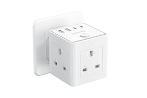 AODENG Plug Extension Socket with 4 USB, 3 Way (13A/3000W) Multi Plug Adapter UK, USB Wall Plug Charger, 3 Pin Plug Expander for Home, Office,Travel