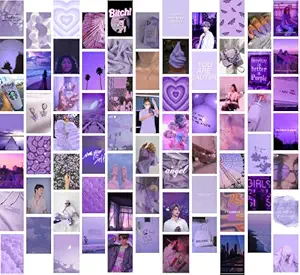 Quary Aesthetic Wall Collage Kit || 70pcs (4 6inch) Purple Aesthetic Posters Water Resistant Paper Comes With Adhesive Tape From Top To Bottom