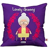 Indigifts Grandparents Special Caring Grandma Violet Cushion Cover 12x12 inch with Filler - Gift for Grandmother-Grandma-Dadi-Birthday-Anniversary