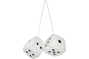 ATBUSS Paire de Dés en Peluche à Suspendre - Décoration Intérieure pour Voiture, Remorque, Camion - Pendentif Rétro Carré (Blanc)