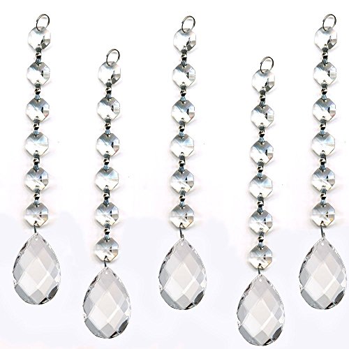 ColorMax 5 piezas brillantes con forma de diamantes guirnalda de boda con hilos de cristal para colgar 6 y Prism Accent IOTA illustration con lámpara de techo de cristal