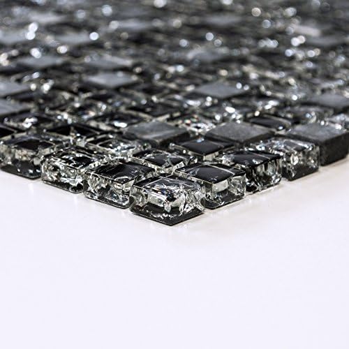 Tiles mosaic glass mosaic Bath Tiles Crystal Steel Black 8 mm New # 472