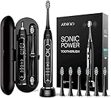 Sonic Toothbrush, ATMOKO True 40,000VPM Electric Toothbrush 5 Cleaning Modes with 6 Replacement Brush Heads, Inductive Charging, 21 Days Use, Smart Timer, IPX7 Waterproof, Travel Case Included